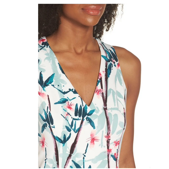 Maggy London Floral Asymmetrical Scuba Sheath Dress Multi Size 6 - Picture 3 of 3